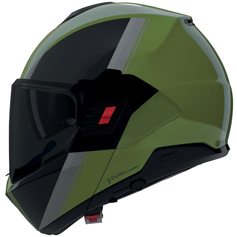 Překlápěcí helma na motorku Nolan N120-1 Verniciatura Speciale N-COM 354 lesklá zeleno-černo-šedá