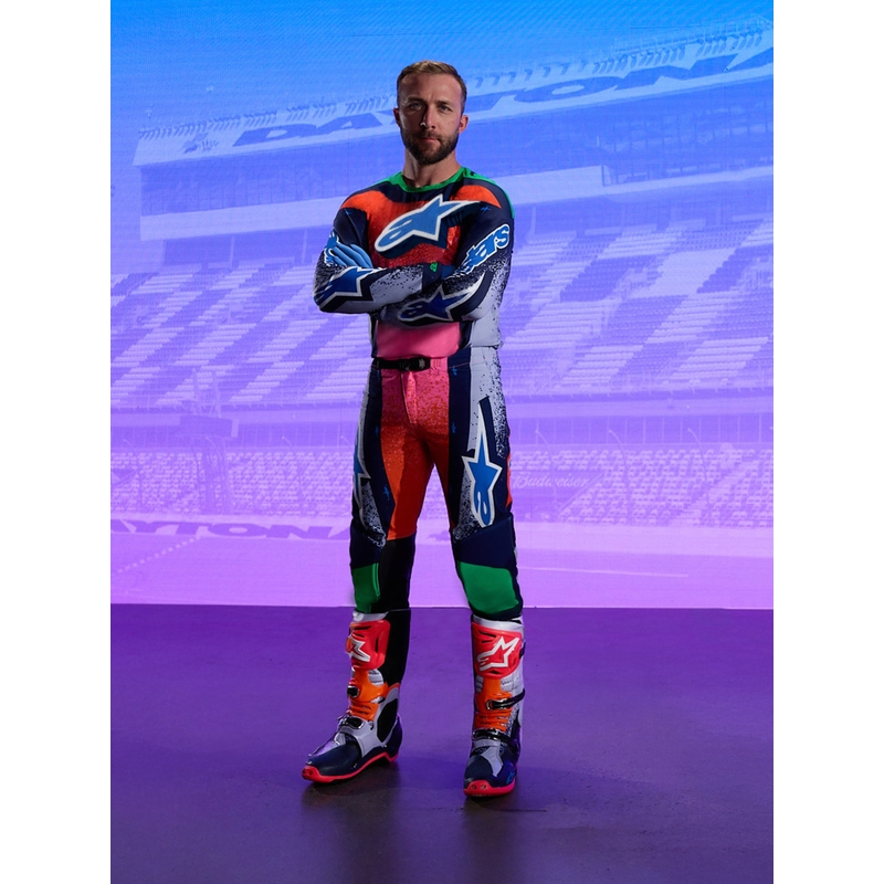Motokrosové kalhoty Alpinestars Supertech limitovaná edice Records šedo-barevné