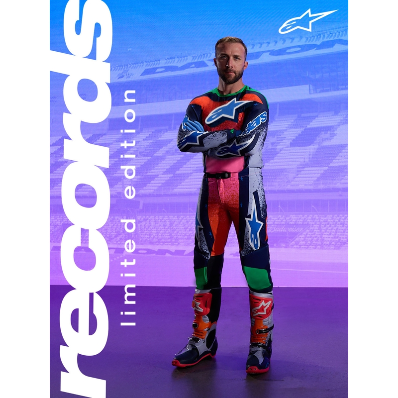 Motokrosové kalhoty Alpinestars Supertech limitovaná edice Records šedo-barevné