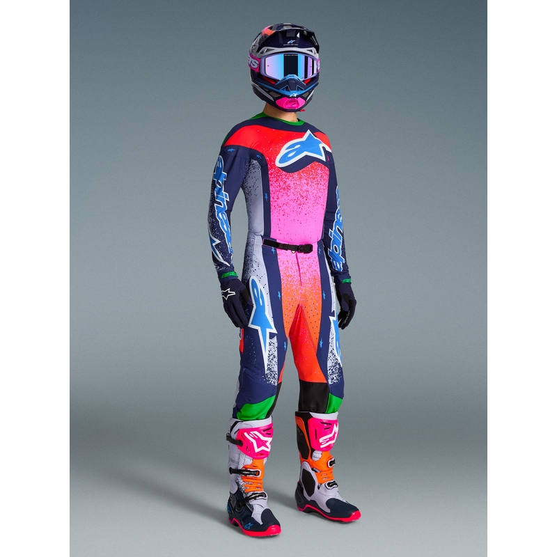 Motokrosové kalhoty Alpinestars Supertech limitovaná edice Records šedo-barevné