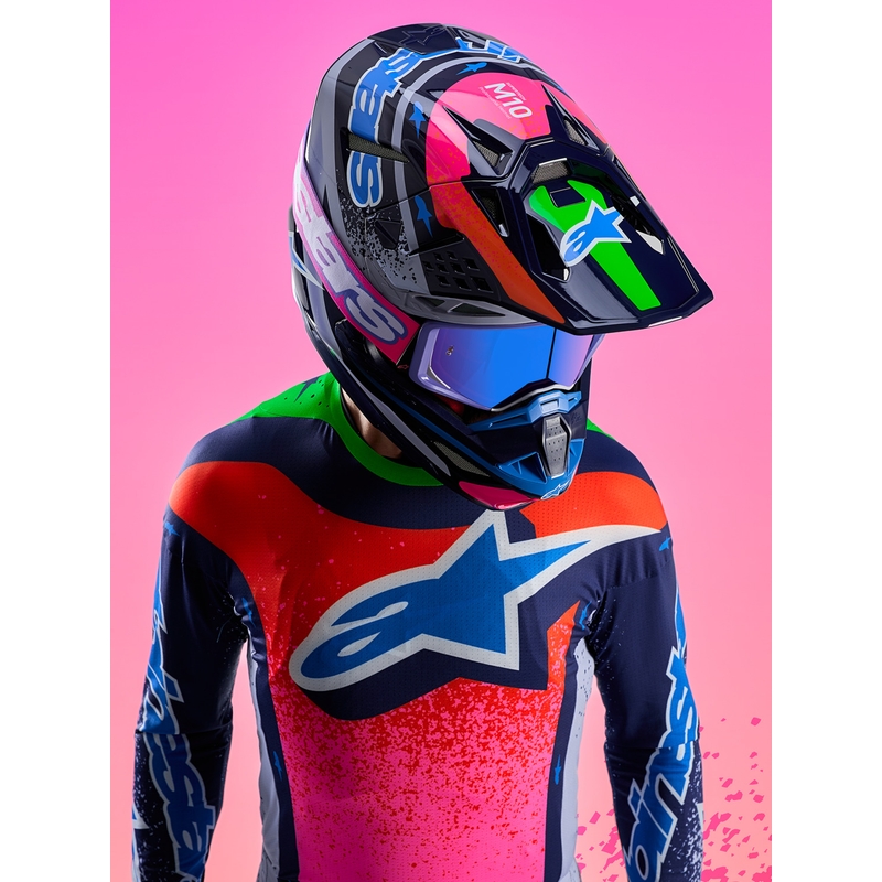 Motokrosová helma Alpinestars Supertech S-M10 limitovaná edice Records šedo-barevná