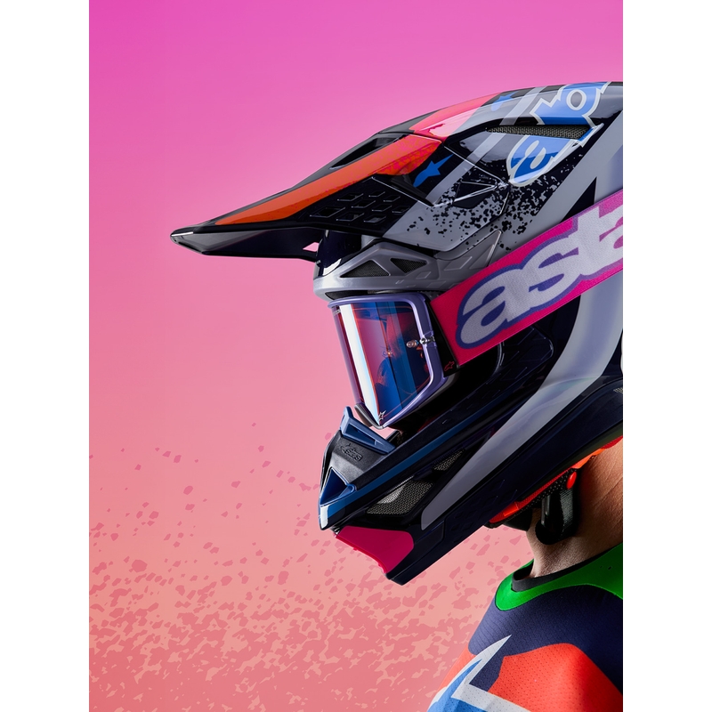 Motokrosová helma Alpinestars Supertech S-M10 limitovaná edice Records šedo-barevná