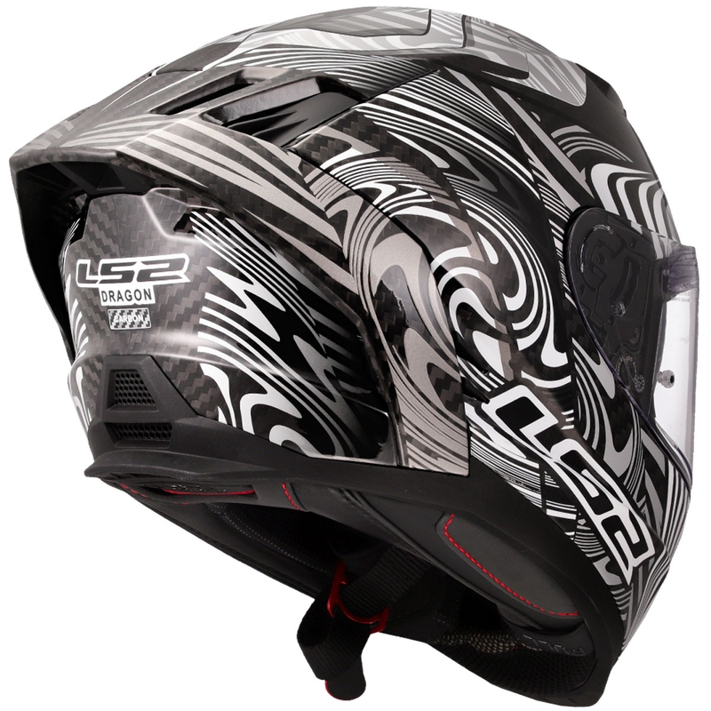 Integrální helma na motorku LS2 FF807 Dragon Carbon Enthum lesklá stříbrná