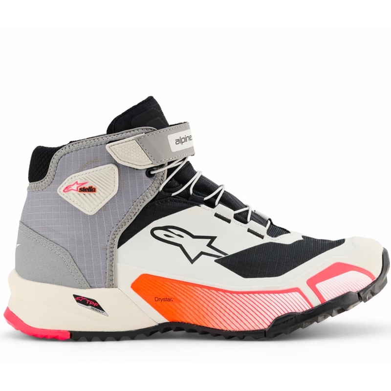 Dámské boty na motorku Alpinestars Stella CR-X Drystar bílo-světle šedo-černo-fluo růžové