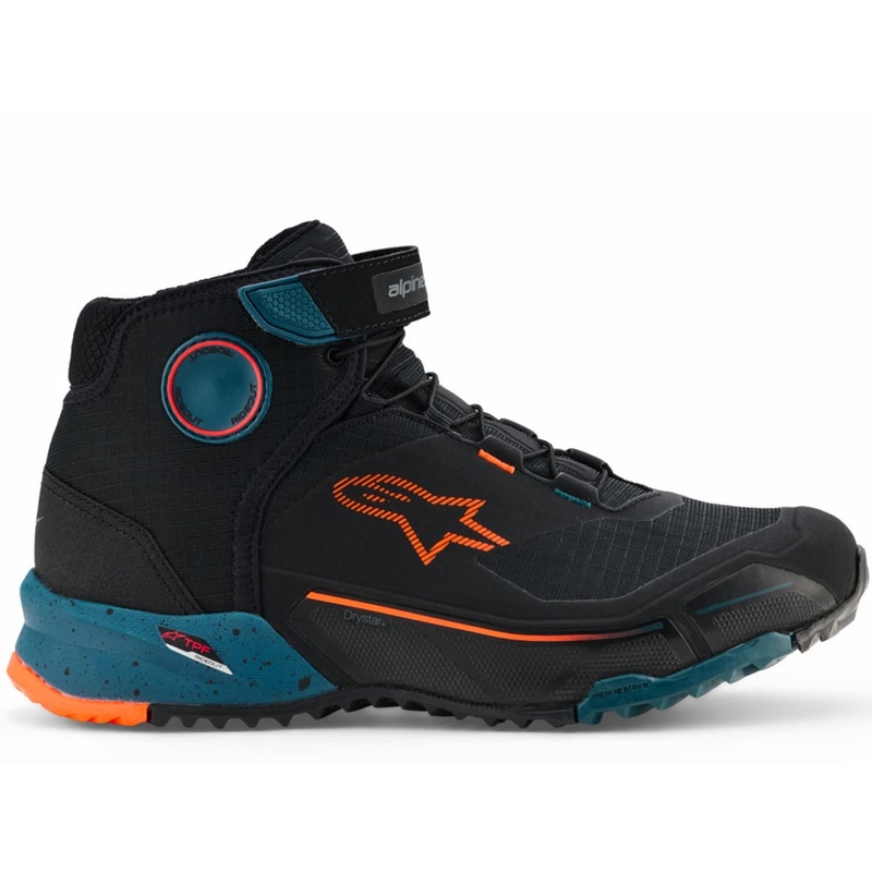Boty na motorku Alpinestars CR-X Drystar černo-modro-fluo oranžové