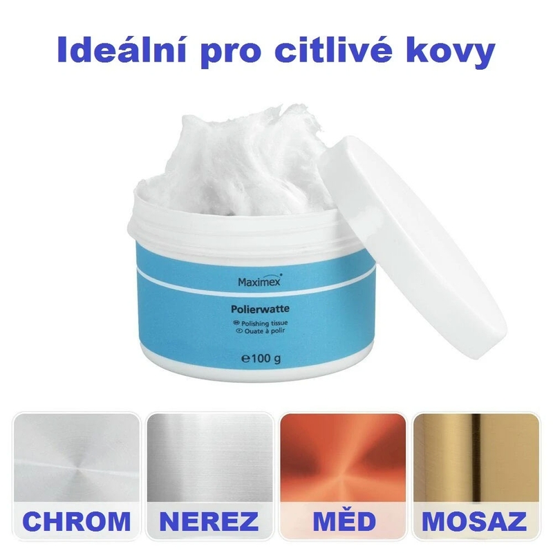 Čistící a leštící vata na chrom a kovy Maximex 100 g