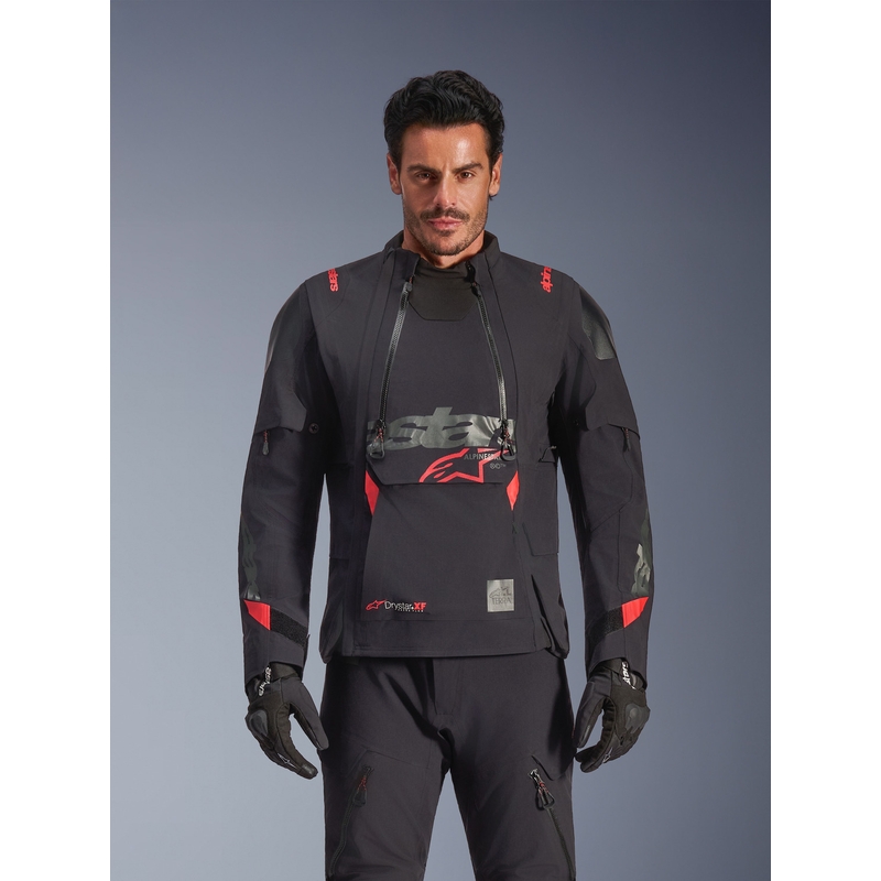 Bunda na motorku Alpinestars Halo PRO Drystar XF černo-tmavě šedo-červená