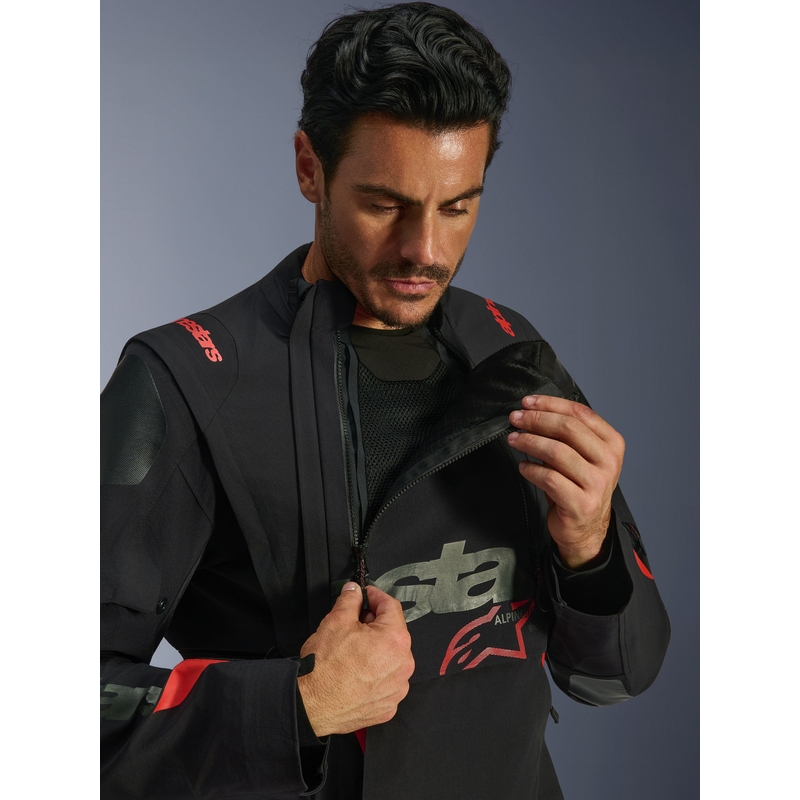 Bunda na motorku Alpinestars Halo PRO Drystar XF černo-tmavě šedo-červená