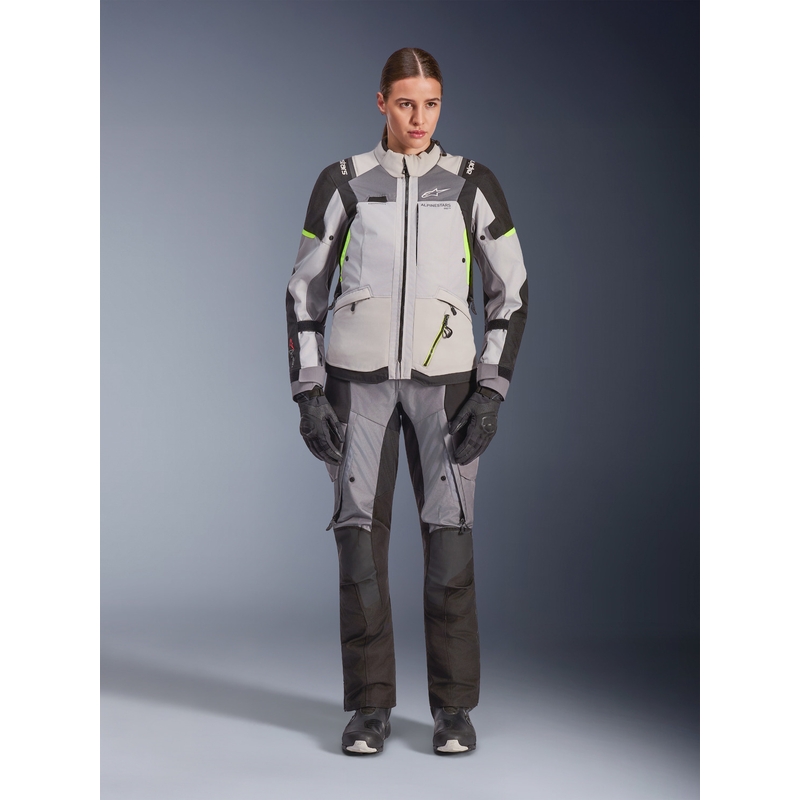 Dámská bunda na motorku Alpinestars Stella Andes V4 Drystar tmavě šedo-světle šedo-černo-fluo žlutá