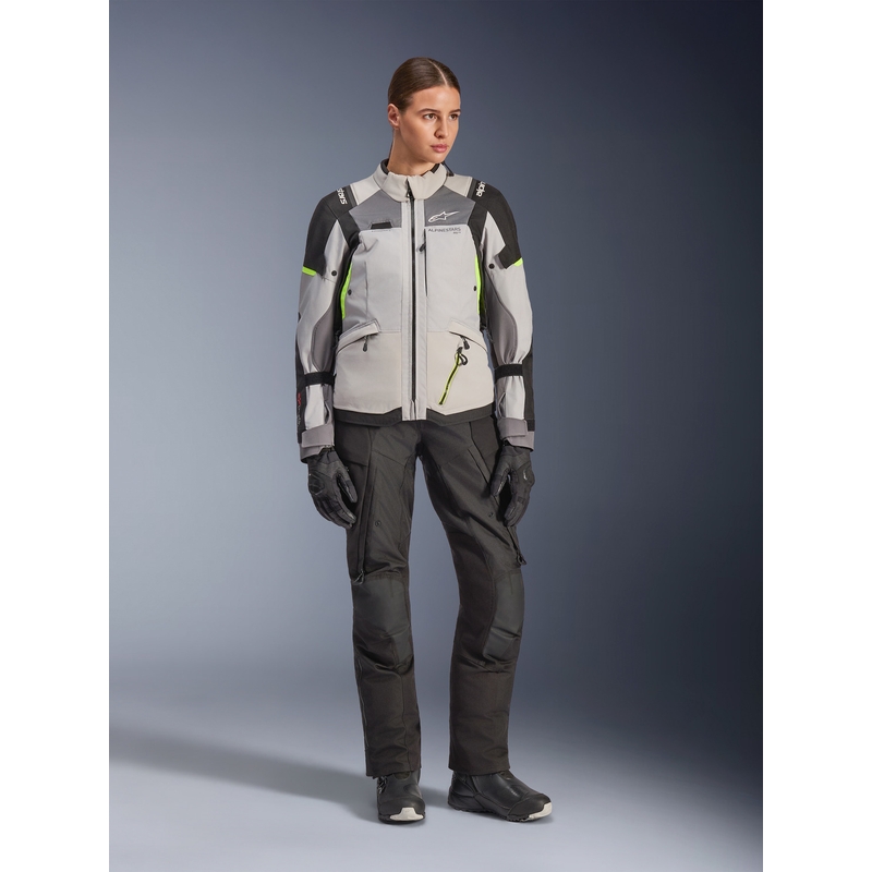 Dámská bunda na motorku Alpinestars Stella Andes V4 Drystar tmavě šedo-světle šedo-černo-fluo žlutá