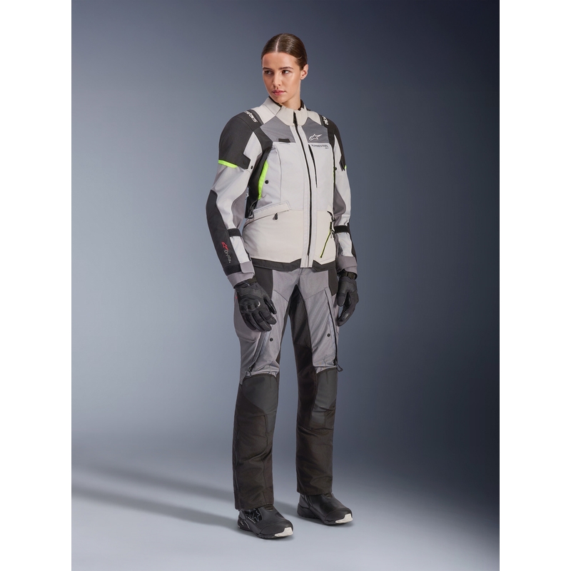 Dámská bunda na motorku Alpinestars Stella Andes V4 Drystar tmavě šedo-světle šedo-černo-fluo žlutá
