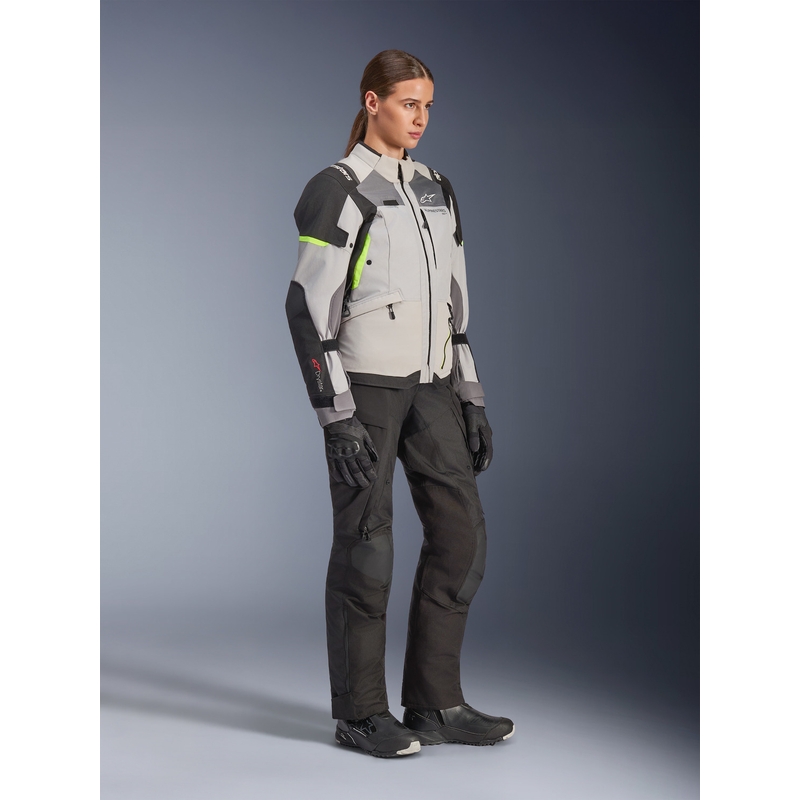 Dámská bunda na motorku Alpinestars Stella Andes V4 Drystar tmavě šedo-světle šedo-černo-fluo žlutá