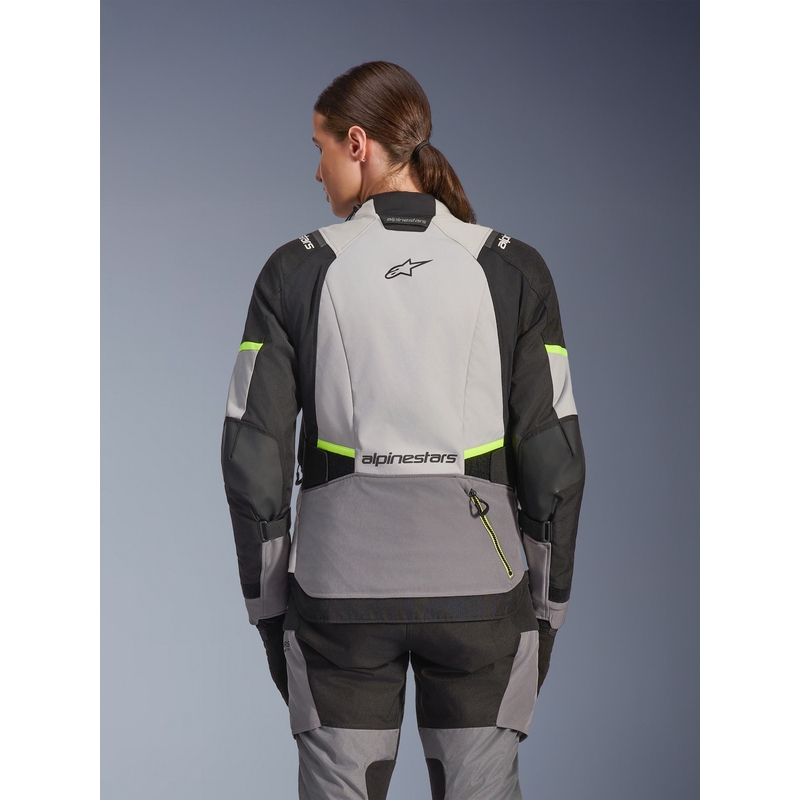 Dámská bunda na motorku Alpinestars Stella Andes V4 Drystar tmavě šedo-světle šedo-černo-fluo žlutá