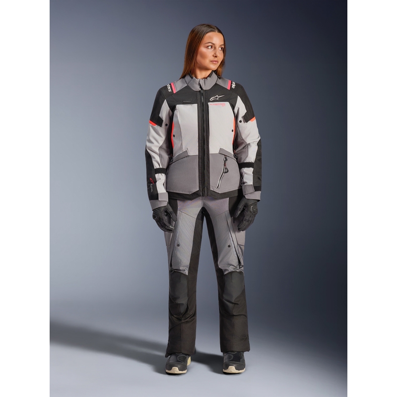 Dámská bunda na motorku Alpinestars Stella Andes V4 Drystar tmavě šedo-světle šedo-černo-červená