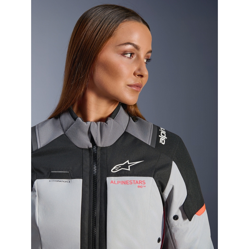 Dámská bunda na motorku Alpinestars Stella Andes V4 Drystar tmavě šedo-světle šedo-černo-červená