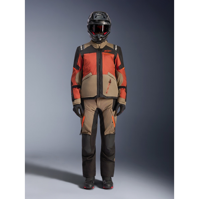 Bunda na motorku Alpinestars Andes V4 Drystar světle hnědo-tmavě oranžovo-černá