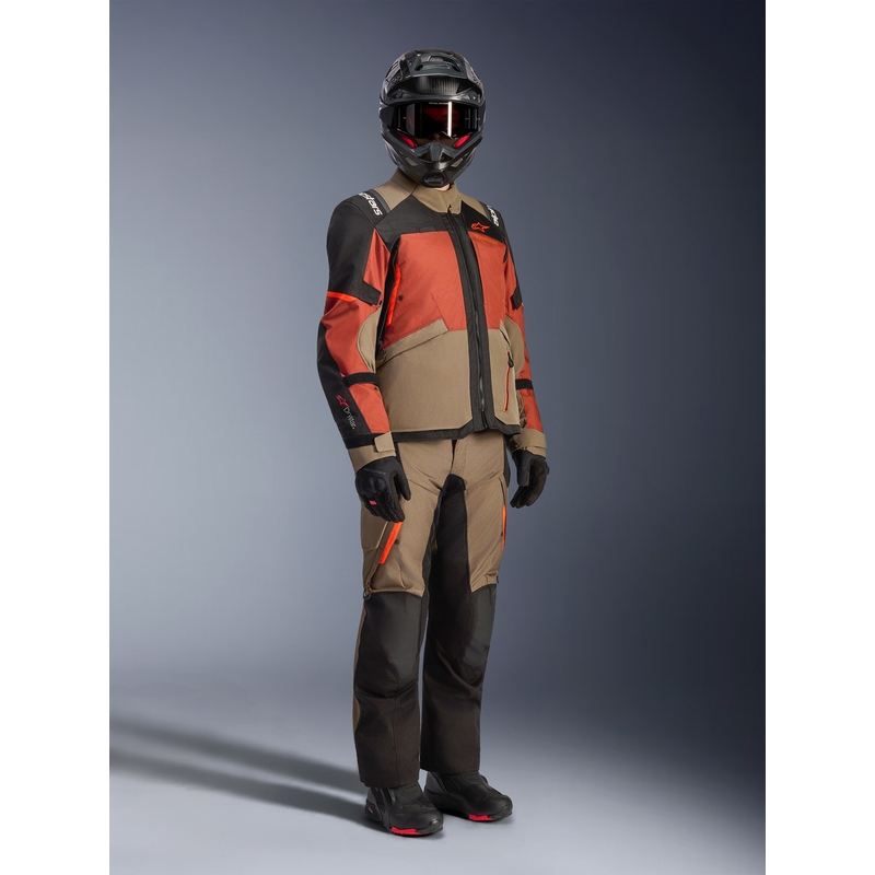 Bunda na motorku Alpinestars Andes V4 Drystar světle hnědo-tmavě oranžovo-černá