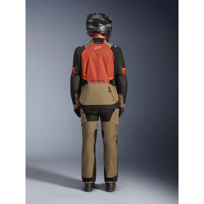 Bunda na motorku Alpinestars Andes V4 Drystar světle hnědo-tmavě oranžovo-černá