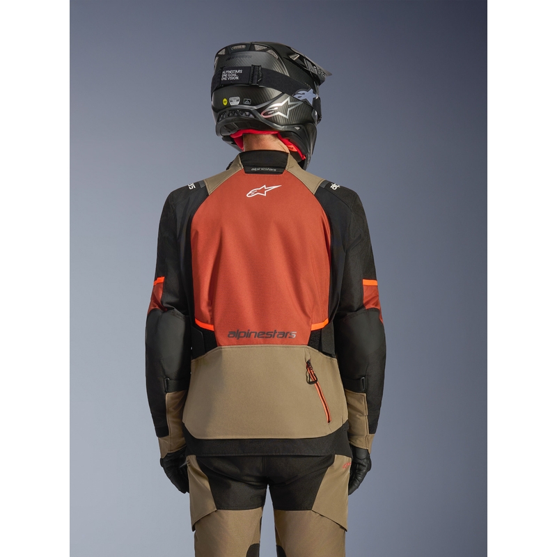 Bunda na motorku Alpinestars Andes V4 Drystar světle hnědo-tmavě oranžovo-černá