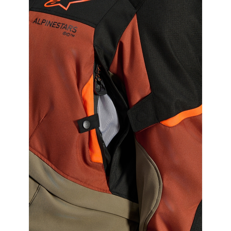 Bunda na motorku Alpinestars Andes V4 Drystar světle hnědo-tmavě oranžovo-černá