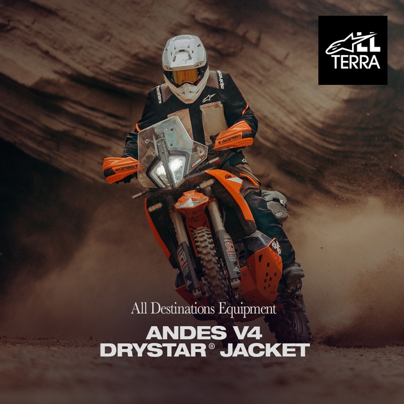 Bunda na motorku Alpinestars Andes V4 Drystar krémovo-světle hnědo-černo-fluo oranžová