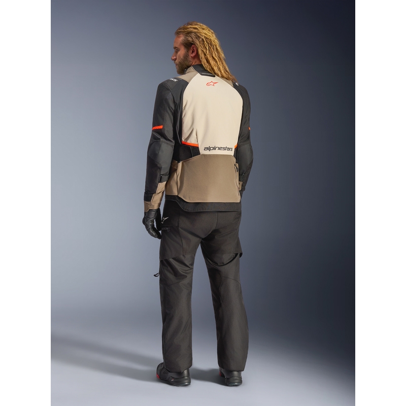 Bunda na motorku Alpinestars Andes V4 Drystar krémovo-světle hnědo-černo-fluo oranžová