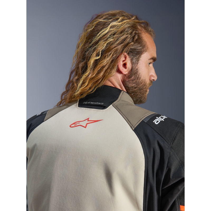 Bunda na motorku Alpinestars Andes V4 Drystar krémovo-světle hnědo-černo-fluo oranžová