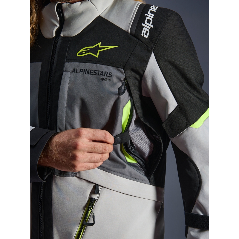 Bunda na motorku Alpinestars Andes V4 Drystar tmavě šedo-světle šedo-černo-fluo žlutá