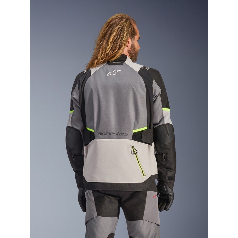 Bunda na motorku Alpinestars Andes V4 Drystar tmavě šedo-světle šedo-černo-fluo žlutá