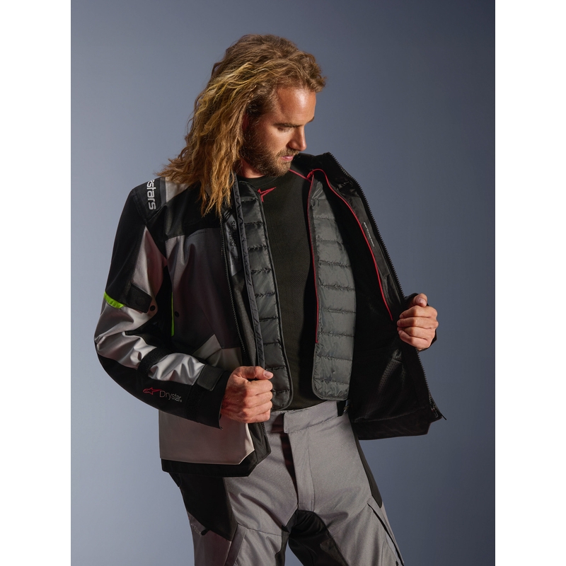 Bunda na motorku Alpinestars Andes V4 Drystar tmavě šedo-světle šedo-černo-fluo žlutá