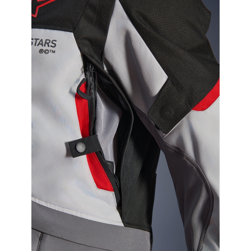 Bunda na motorku Alpinestars Andes V4 Drystar tmavě šedo-světle šedo-černo-červená