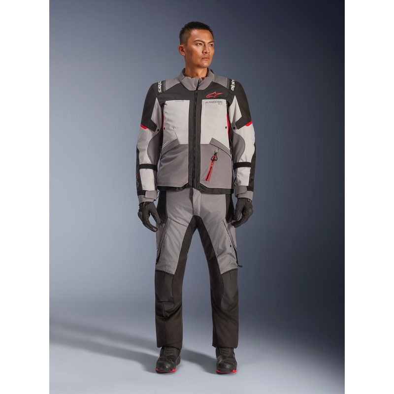 Bunda na motorku Alpinestars Andes V4 Drystar tmavě šedo-světle šedo-černo-červená