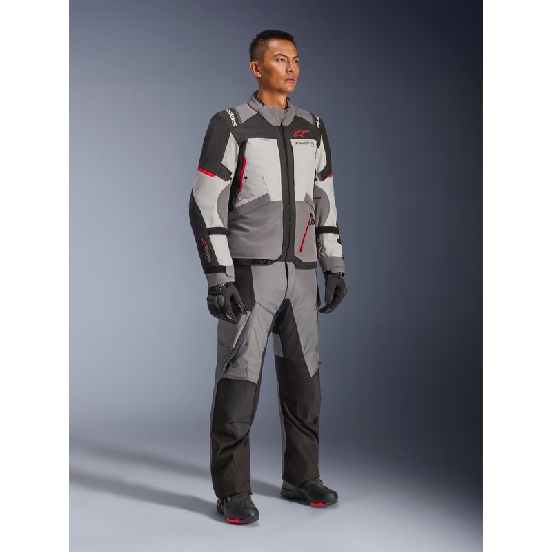 Bunda na motorku Alpinestars Andes V4 Drystar tmavě šedo-světle šedo-černo-červená