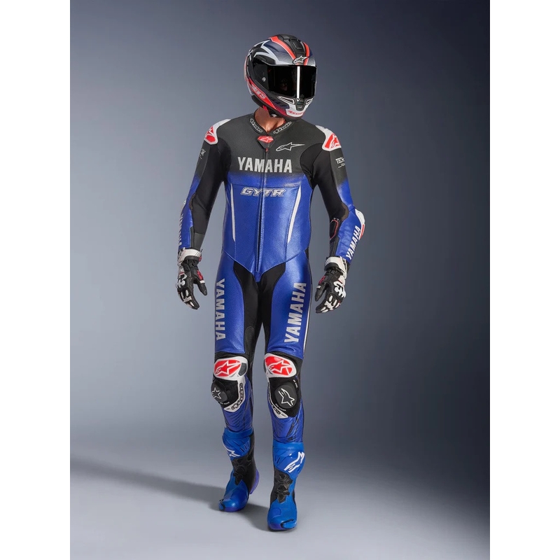 Jednodílná kožená kombinéza na motorku Alpinestars GP-R7 YAMAHA GYTR kolekce TECH-AIR kompatibilní modro-černo-bílo-červená
