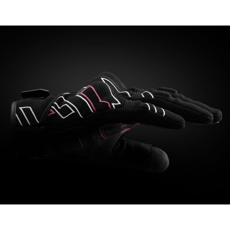 Dámské rukavice na motorku Furygan Jet Neon D3O® Evo černo-bílo-růžové