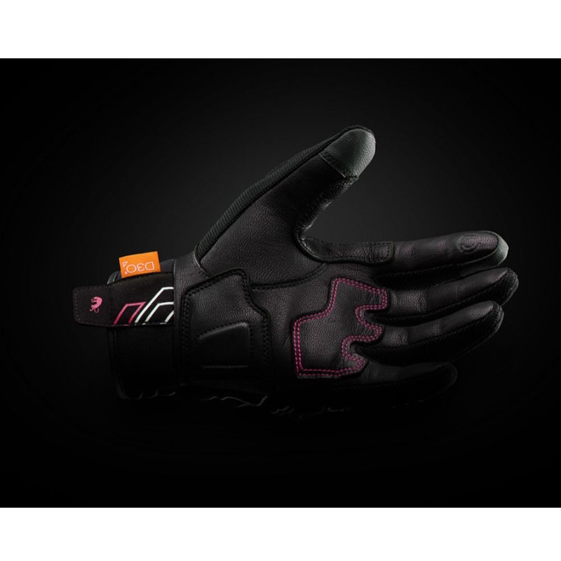 Dámské rukavice na motorku Furygan Jet Neon D3O® Evo černo-bílo-růžové
