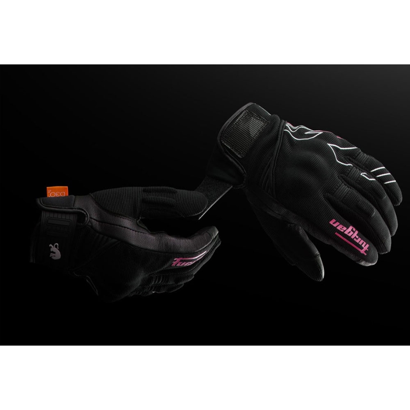 Dámské rukavice na motorku Furygan Jet Neon D3O® Evo černo-bílo-růžové