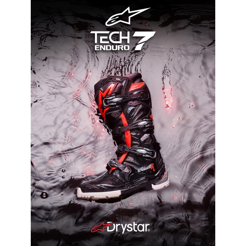 Boty na motorku Alpinestars TECH 7 Enduro Drystar černo-fluo červeno-bílé