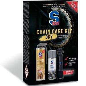 Sada péče o řetěz vč. transparentního maziva S100 Chain Care Kit (Dry Lube)