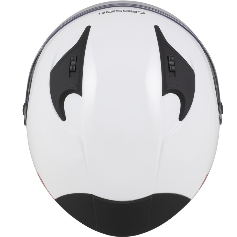 Otevřená helma na motorku Cassida Reflex 2.0 Safety bílo-červeno-šedo-reflexní stříbrná