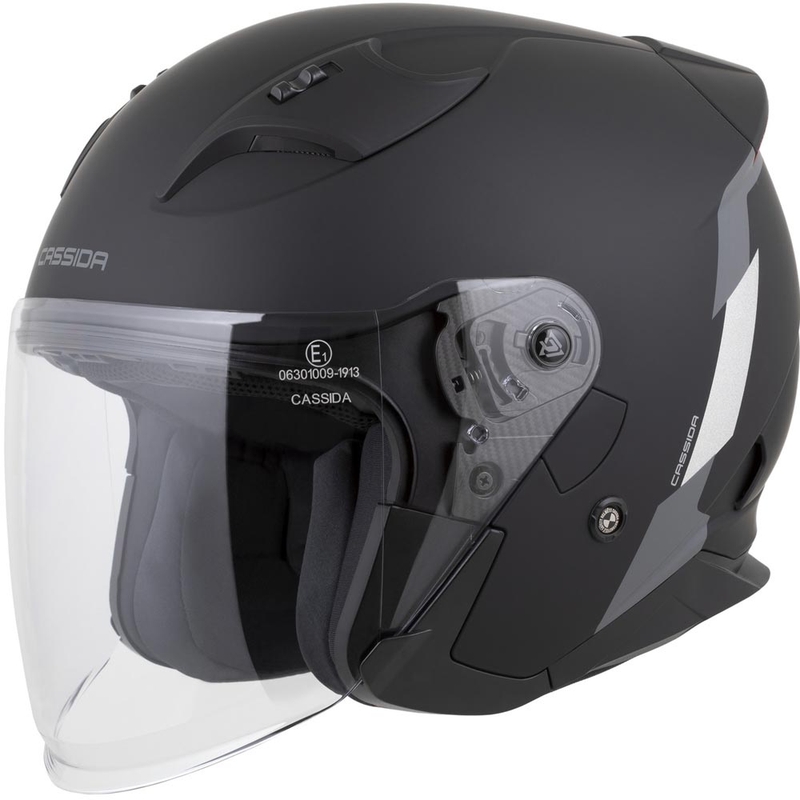 Otevřená helma na motorku Cassida Reflex 2.0 Safety matná černo-šedo-reflexní stříbrná