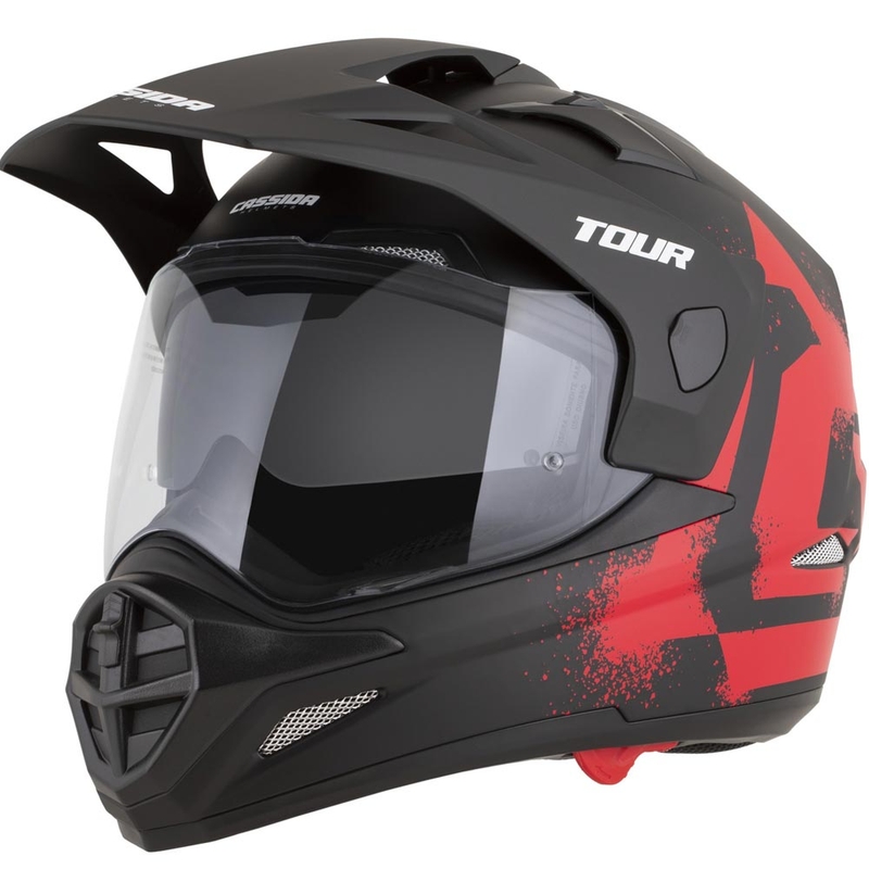 Enduro helma na motorku Cassida Tour 2.0 Crew matná černo-červená