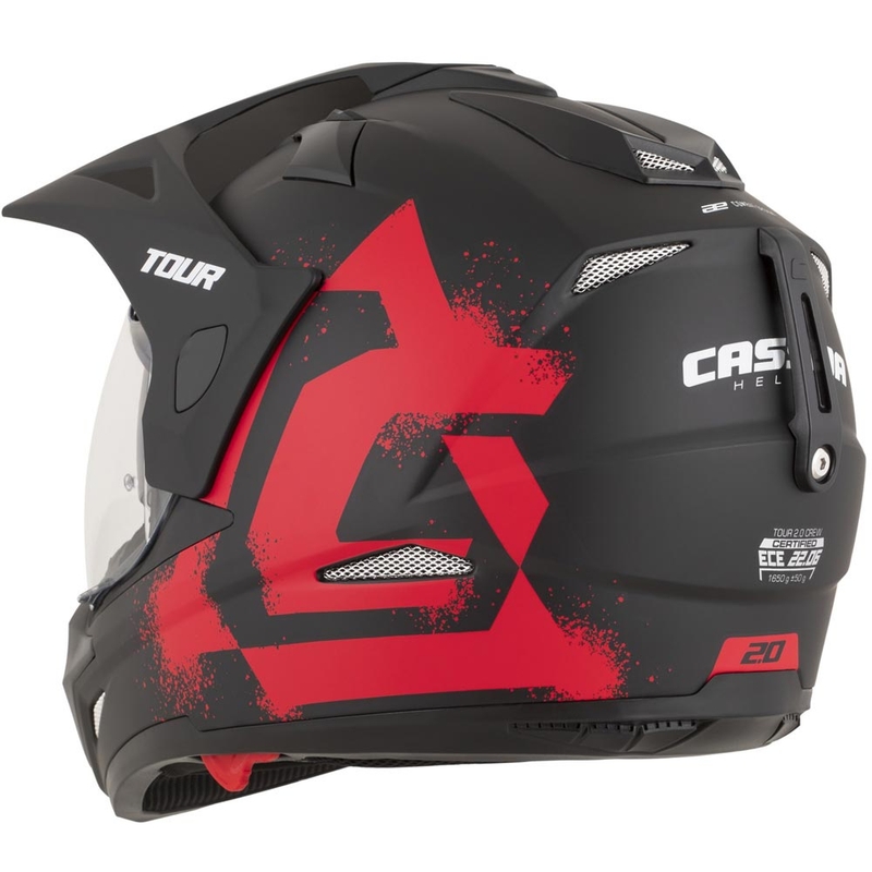 Enduro helma na motorku Cassida Tour 2.0 Crew matná černo-červená