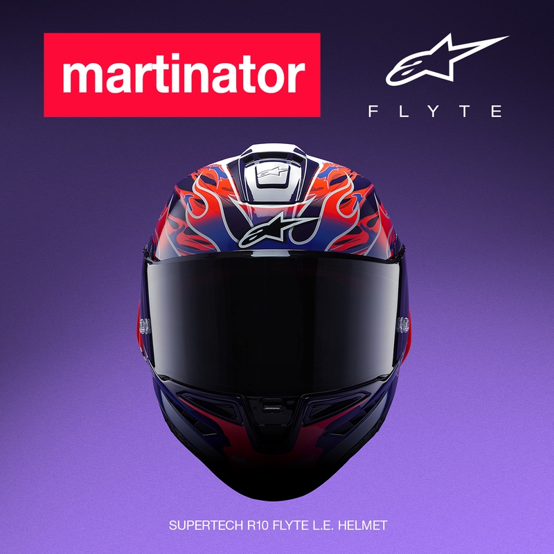 Integrální helma na motorku Alpinestars Supertech R-10 Flyte limitovaná edice Jorge Martin fialovo-červená