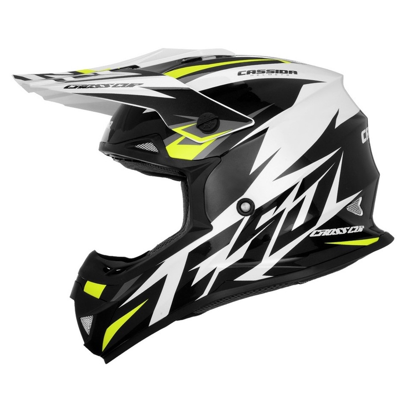 Motokrosová přilba Cassida Cross Cup Two černo-bílo-šedo-fluo žlutá