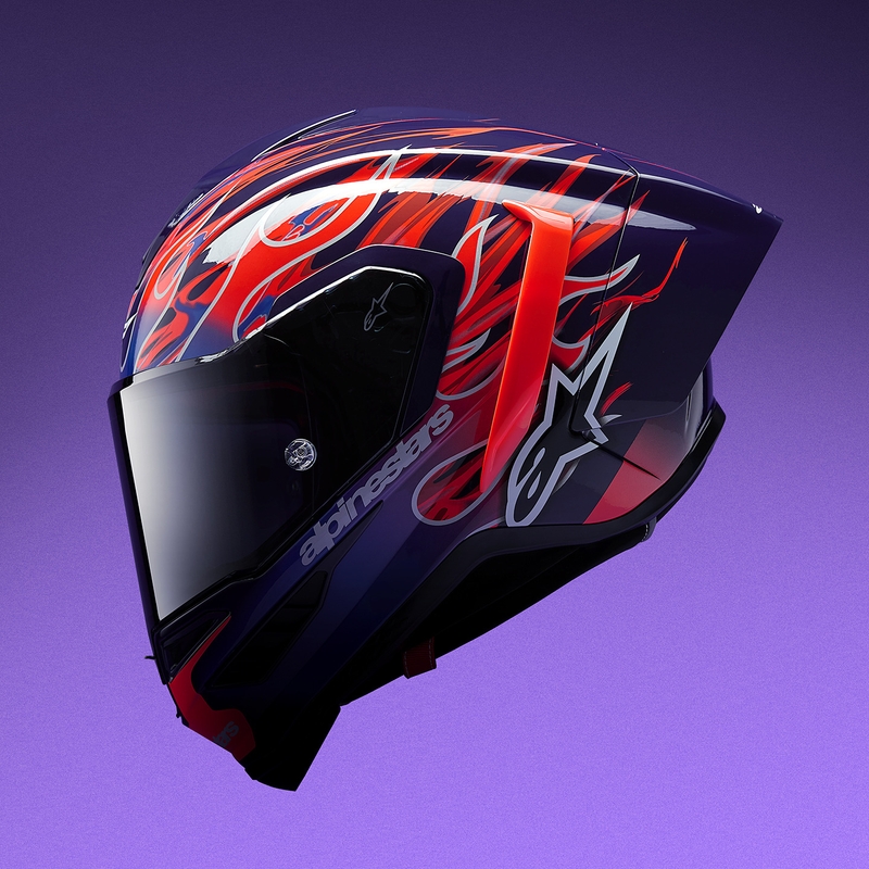 Integrální helma na motorku Alpinestars Supertech R-10 Flyte limitovaná edice Jorge Martin fialovo-červená
