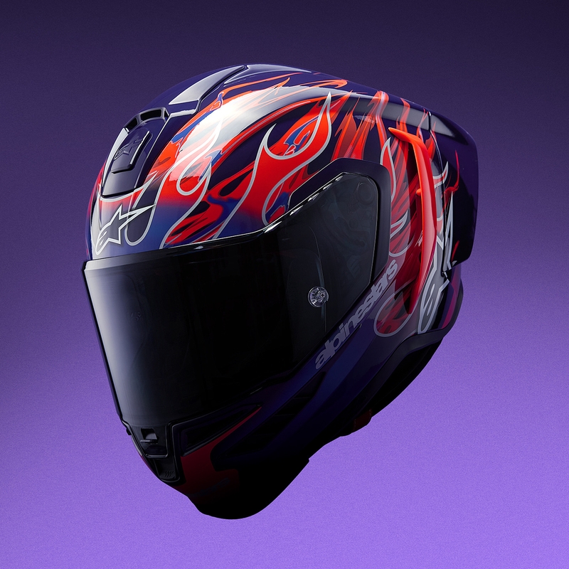Integrální helma na motorku Alpinestars Supertech R-10 Flyte limitovaná edice Jorge Martin fialovo-červená