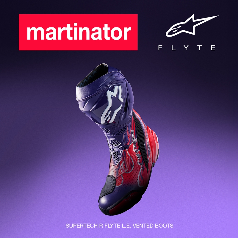 Boty na motorku Alpinestars Supertech R Vented Flyte limitovaná edice Jorge Martin fialovo-červeno-černé