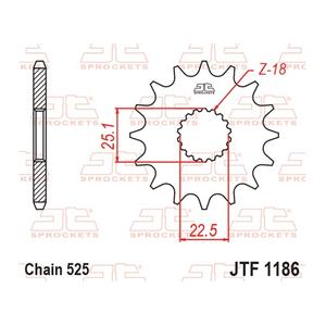 Řetězové kolečko JT JTF 1186-17RB 17 zubů, 525 pogumované