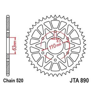 Hliníková řetězová rozeta JT JTA 890-44BLK 44 zubů černá